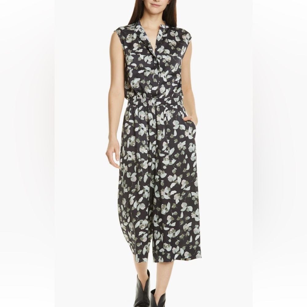 Vince Watercolor Petal Crop Wide Leg Jumpsuit